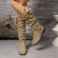 thumbnail image 2 of Women's Bowknot Knee High Boots Slouch Suede Bow Low Heels Winter Fall Knee Length Long Tall Boots, 2 of 7