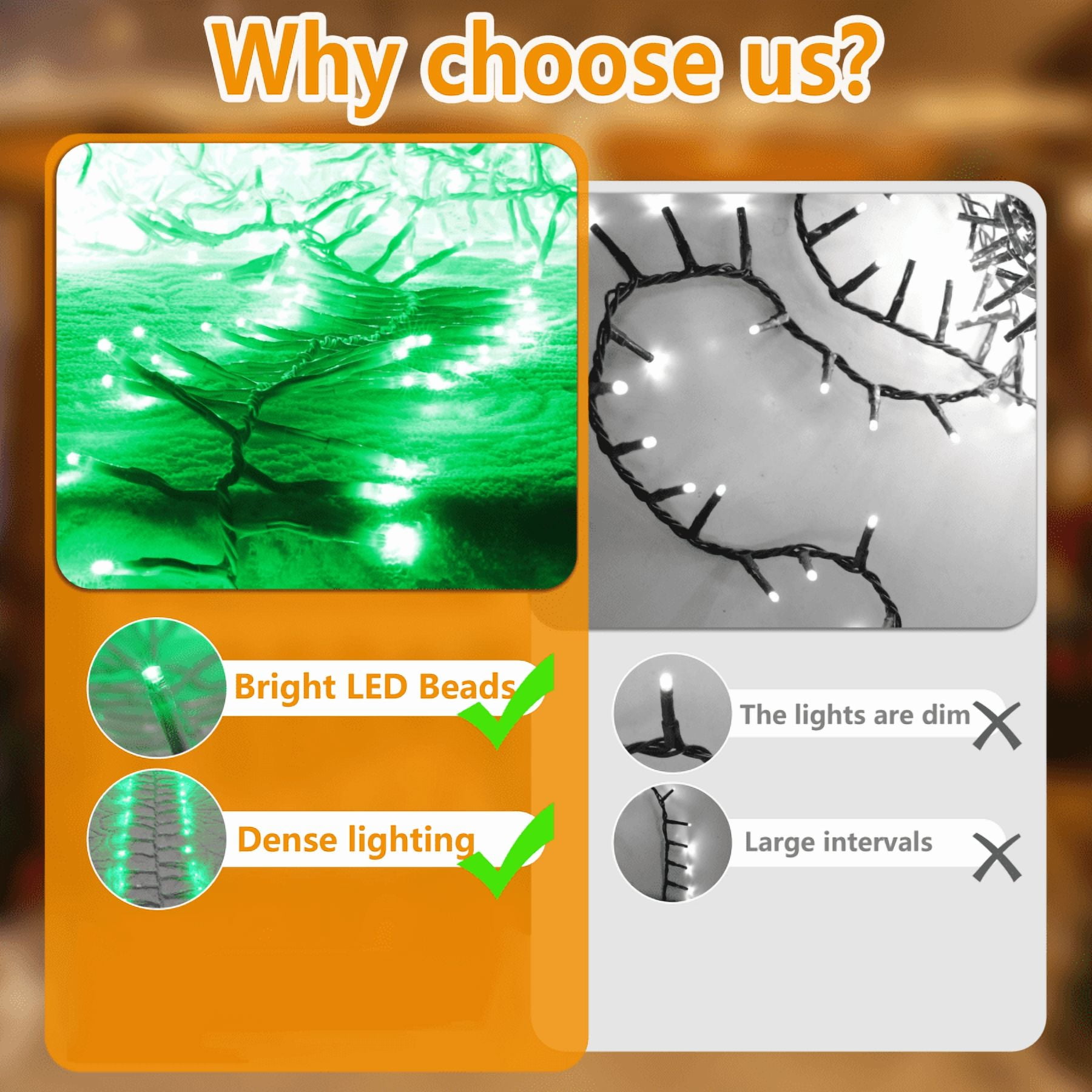 750 LED String Lights Cluster Lights - 41ft Green White Wire Outdoor Waterproof Lights, Plug in Indoor String Lights with 8 Modes & Timer Memory for Xmas, Christmas Tree
