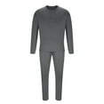 thumbnail image 4 of Lovskoo Men's Track Suits 2 Piece Set Round Neck Solid Color T-Shirt Set Sports Long Sleeve Hooded Casual Outwear & Jackets Sets Dark Gray, 4 of 7