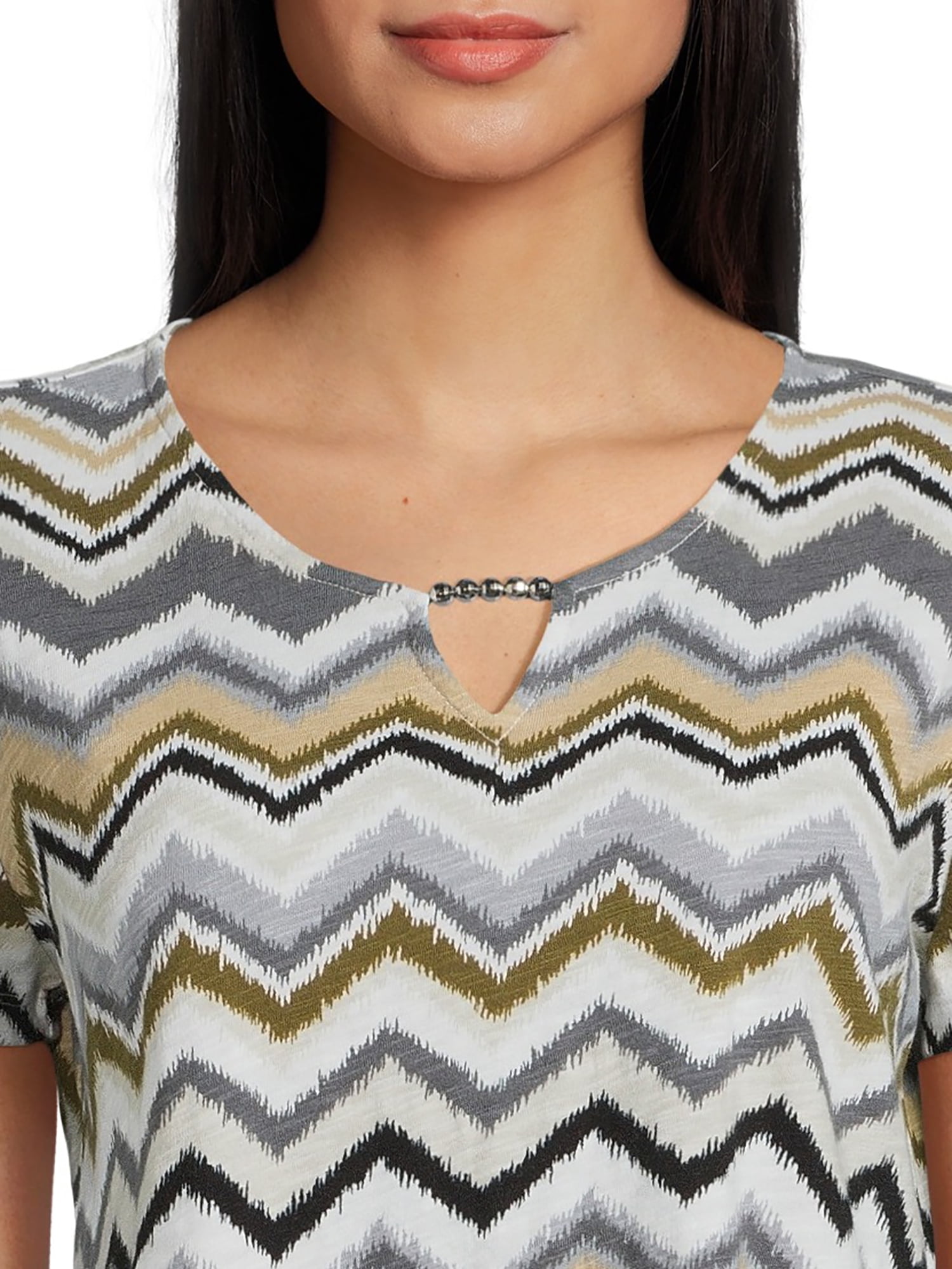 RealSize Women's Sharkbite Hem Tee with Short Sleeves, Sizes XS-XXXL