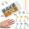 thumbnail image 2 of 1460 Pcs Earring Posts and Backs, Gold Earring Jewelry Making Supplies Hypoallergenic Earring Studs for Jewelry Making with Butterfly Earring Backs and Rubber Bullet Earring Backs(4mm,6mm,8mm), 2 of 5