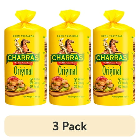 (3 pack) Charras Original Corn Tostadas Amarilla, Gluten-Free Yellow, 11.46oz