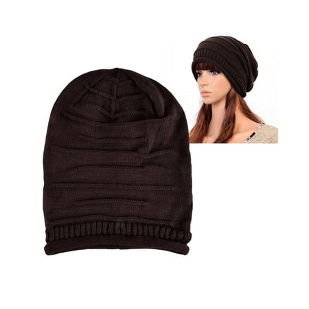 Knit Unisex Beanie Hat Zodaca Brown Solid Color Fashion Unisex Womens Mens Knit Baggy Beanie Hat Winter Warm Oversized Ski Cap ()