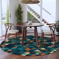 thumbnail image 3 of Round Rugs 8 Ft, Teal Orange Abstract Art Non Slip Area Rugs for Kitchen Bedroom Entryway, Geometric Modern Art Washable Carpet Runner Rug Floor Mats for Bedroom Home Decor, 3 of 9