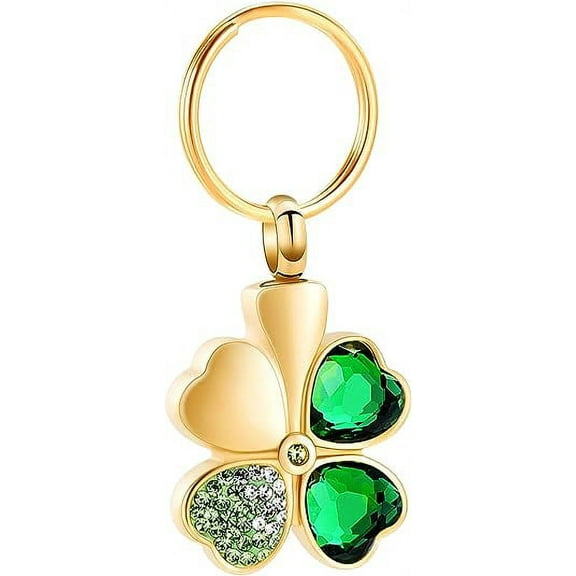 Cremation Jewelry for Ashes Four Leaf Clover Urn Keychain Memorial Loved Ones Ash Holder Lucky Pendant
