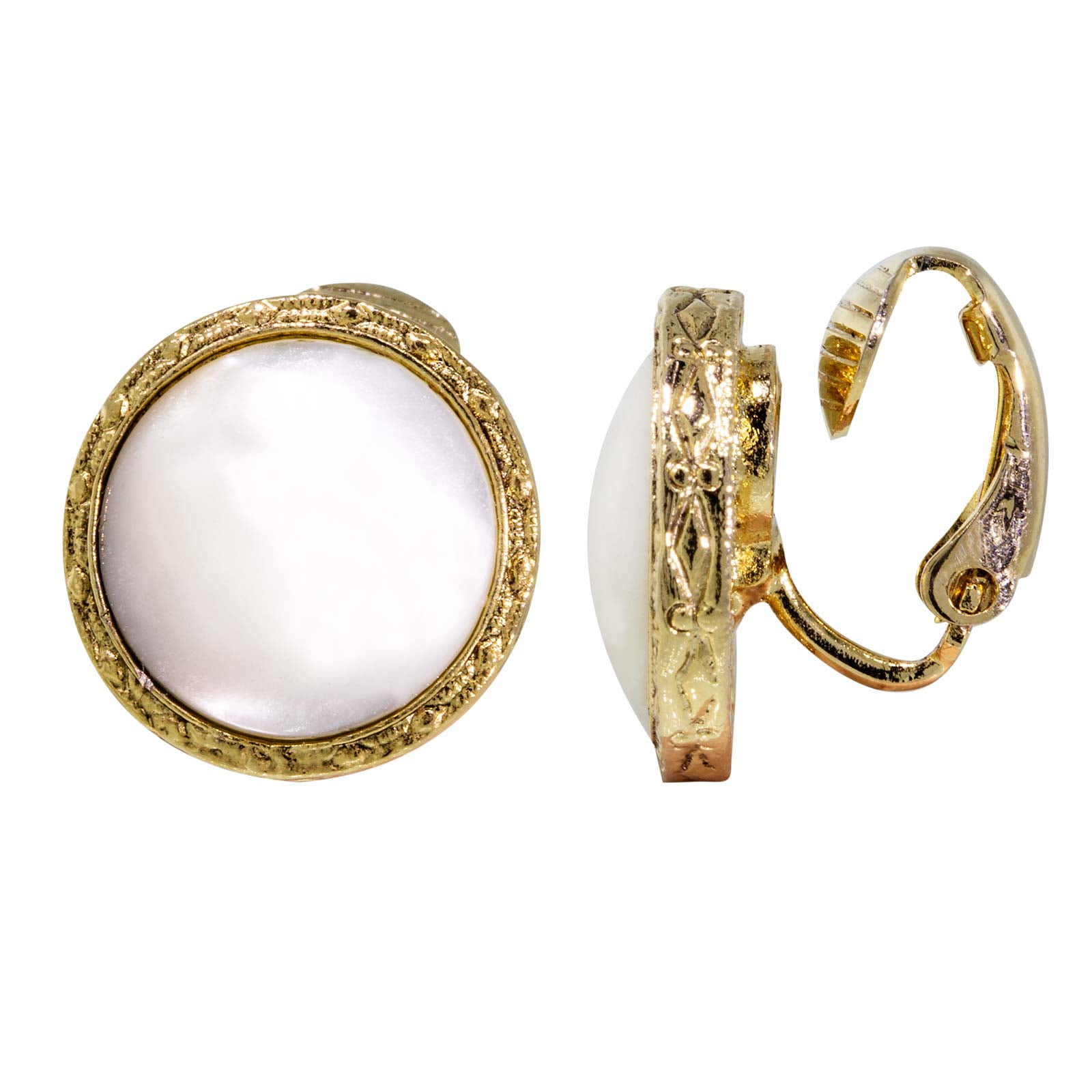 1928 Jewelry 1928 Jewelry Women's Small Round Faux Pearl Button Clip Earrings, White, One Size