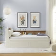 thumbnail image 5 of Twin Size Upholstery Velvet Day Bed with Storage Headboard and Wireless Charging, Multi-functional with Two Storage Drawers & LED Lights, Beige, 5 of 9