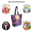 thumbnail image 7 of FORMRS Womens Canvas Tote Bag with Zipper Inner Pocket Shoulder Handbag, Night Purple Road, 7 of 7