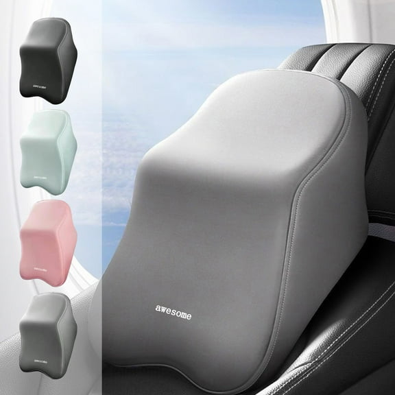 Trending, Vsgery Foam Car Neck Pillow, Lumbar Back Support Cushion, Breathable Headrest Pillow, for Long Drives, Office Use, Stress Relief, Memory Foam Material, Car Seat Accessory|polyester,Black