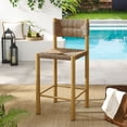 thumbnail image 2 of Counter Stool Chair, Set of 2, Natural Brown, Wicker Rattan, Aluminum, Outdoor Patio Balcony Cafe Bistro Garden Hospitality Restaurant, Modern Contemporary, HB37356, 2 of 11