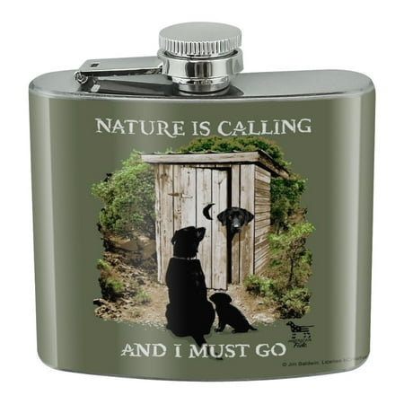 

Nature is Calling and I Must Go Outhouse Labs Dogs Stainless Steel 5oz Hip Drink Kidney Flask