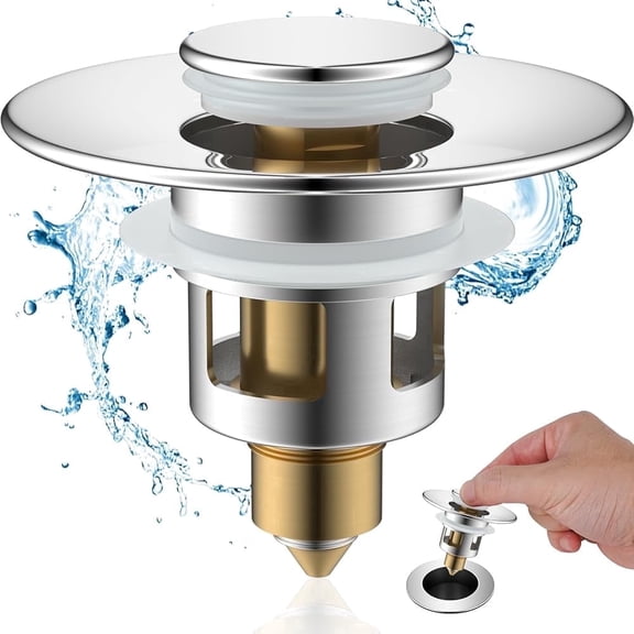 CADOVE Sink Stopper 2-in-1 Anti-Clogging Bathroom Pop up Drain Strainer for 1.1''~2.3'' Basin