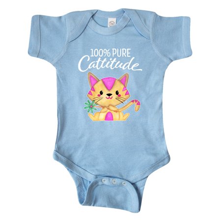 

Inktastic Cute Cat with Flower-100 Percent Pure Cattitude Gift Baby Boy or Baby Girl Bodysuit