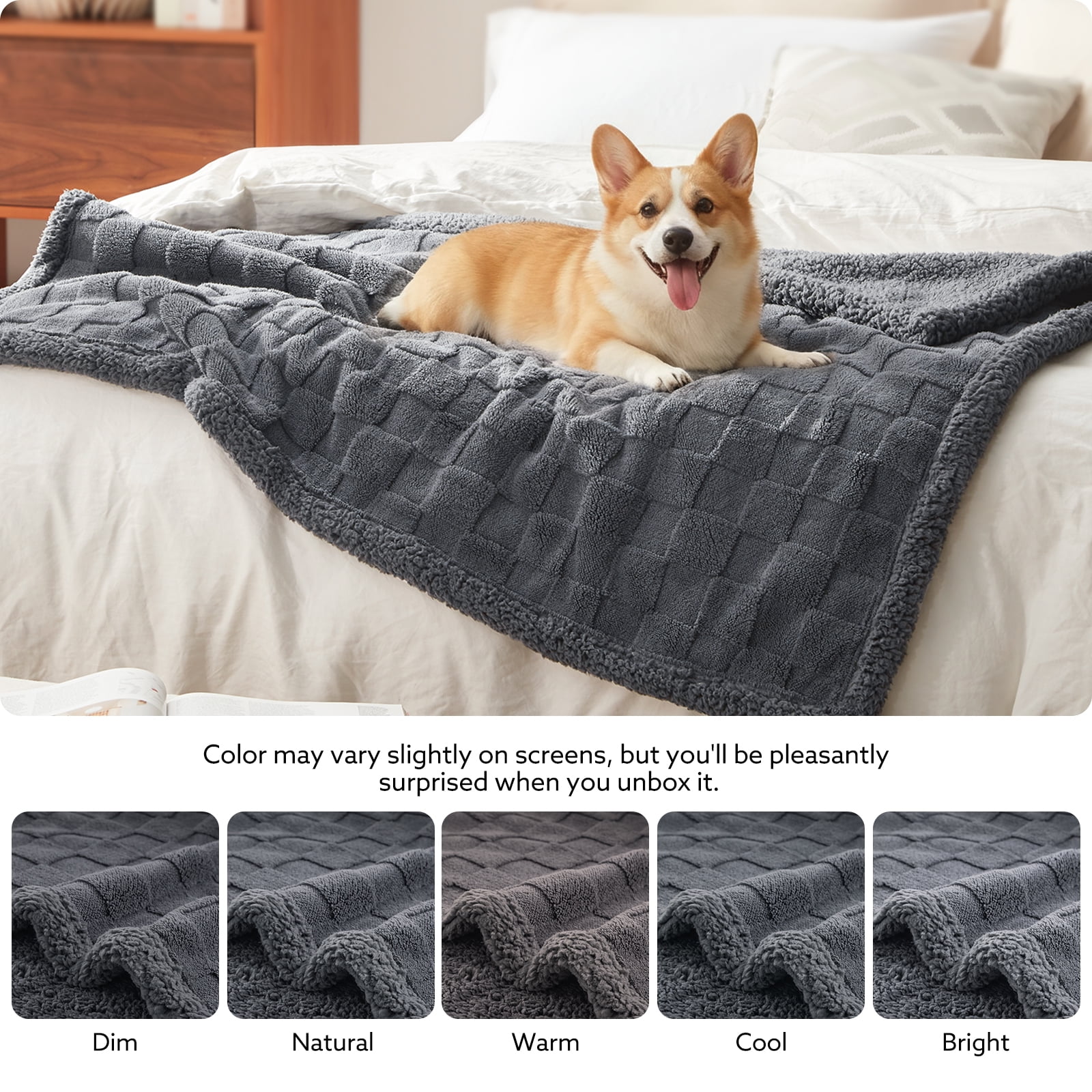 Waterproof Dog Blankets for Small Dogs Cats, Pet Blanket for Bed Furniture Sofa Protector, Soft Fleece Puppy Blanket for Crate Car Outdoor, Dog Gifts, Washable, 40"x30", Light Gray