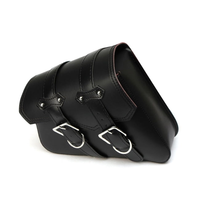 Maletas laterales de cuero PU para motocicleta - Par de bolsas negras prácticas (28x24x11 cm)