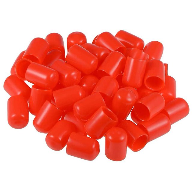 100 Uds tapas de extremo de goma 12mm Id Pvc tapa de perno de tubo redondo cubierta roja Afortunado Sencillez