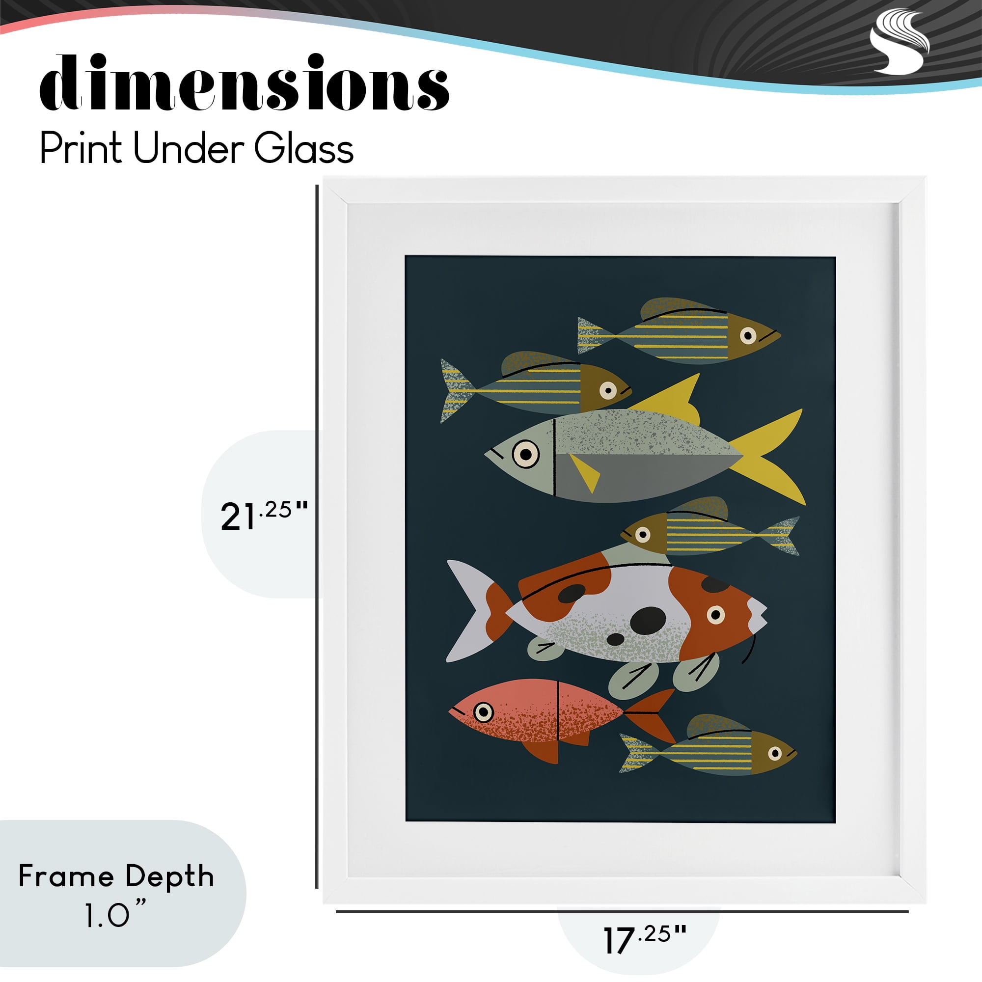 Stupell Industries Midcentury Pond Fishes White Framed Print Under Glass, design by Renea L. Thull