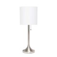 thumbnail image 2 of Simple Designs Brushed Nickel Tapered Table Lamp with White Fabric Drum Shade, 2 of 5