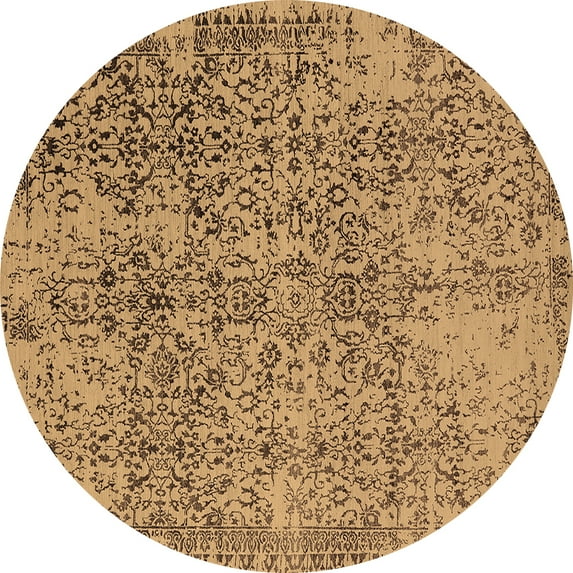 Ahgly Company Indoor Round Oriental Brown Industrial Area Rugs, 8' Round
