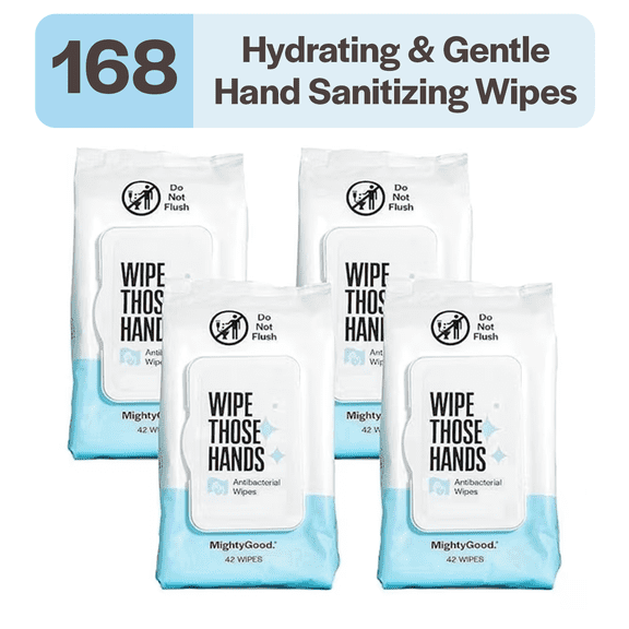 Wipe Those Hands Hand Sanitizing Wipes - Alcohol & Fragrance-Free - 4 Packs of 42, 168 Total