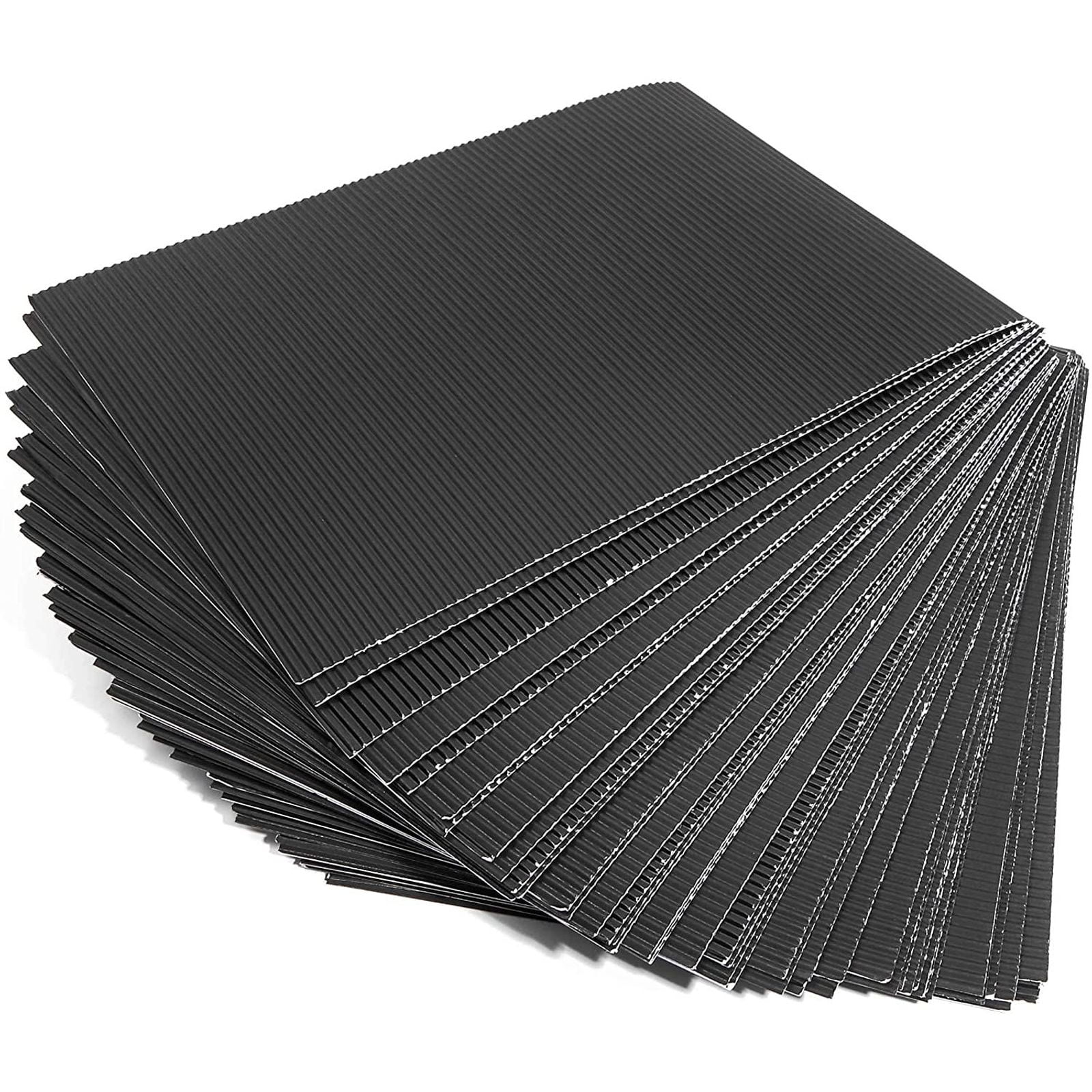 48 Packs Corrugated Cardboard Paper Sheets for DIY, Crafts, Party Decoration, Home Décor, Packaging, Scrapbooking, Card Making, School Projects, Invitations, Black, 8.5 x 11 inches