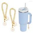 thumbnail image 3 of Llavero con cadena con dije de letra de taza de acero inoxidable, accesorio con forma de corazón, joyería chapada en oro para vaso Stanley Cup, 3 of 6