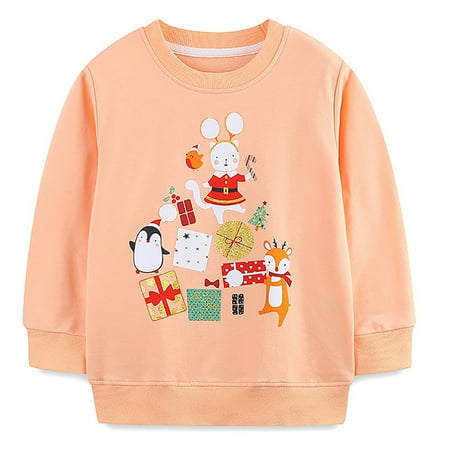 

DOSUKRAI Toddler Cute Sweatshirt Toddler Girls Cotton Print Sweatshirt Long Sleeve Pullover Crew Neck Loose Sweatshirts for 2-7 Years Fall Winter Lightning Deals of Today Orange 6Years