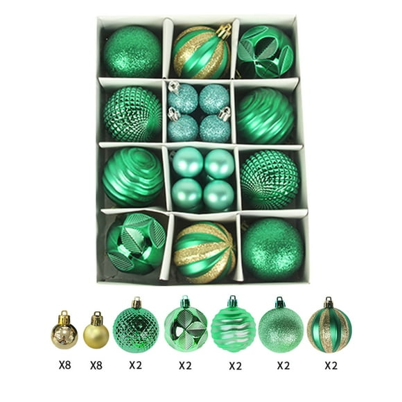 ESULOMP 26PCS Small Christmas Ball Gift Box Set Oranments Pendant, Shatterproof Christmas Tree Bauble Hanging Decoration Plastic Ball for Xmas Holiday WeddingHome Party Ornament Decor(2.36in+1.18in)