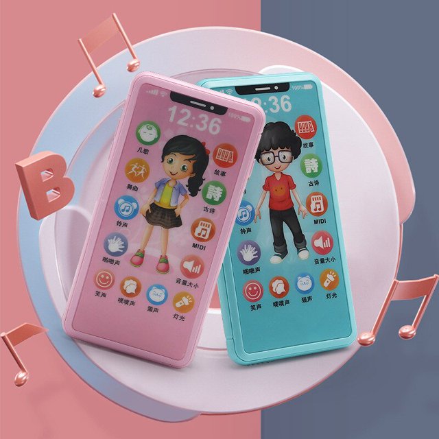 Kids Smart Touch Screen Mobile Phone Toy Multi-function Simulation Children Puzzle Early Education Mobile Phone Baby Vocal ToysUpdated Pink He Qiyong unisex