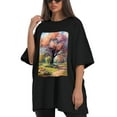 thumbnail image 4 of Plus Size Shirt for Women Black Tops for Women Oversized Short Sleeves Shirt for Women Colorful Tree1 T Shirt Crewneck Shirt for Women 3XL, 4 of 5