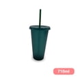 thumbnail image 4 of Toystoory Vaso para beber con tapa y pajita Botella reutilizable de plástico PP PP para batido de jugo de café de bebida fría Mostrada Verde oscuro 710ml Toystoory HA007952-03, 4 of 6