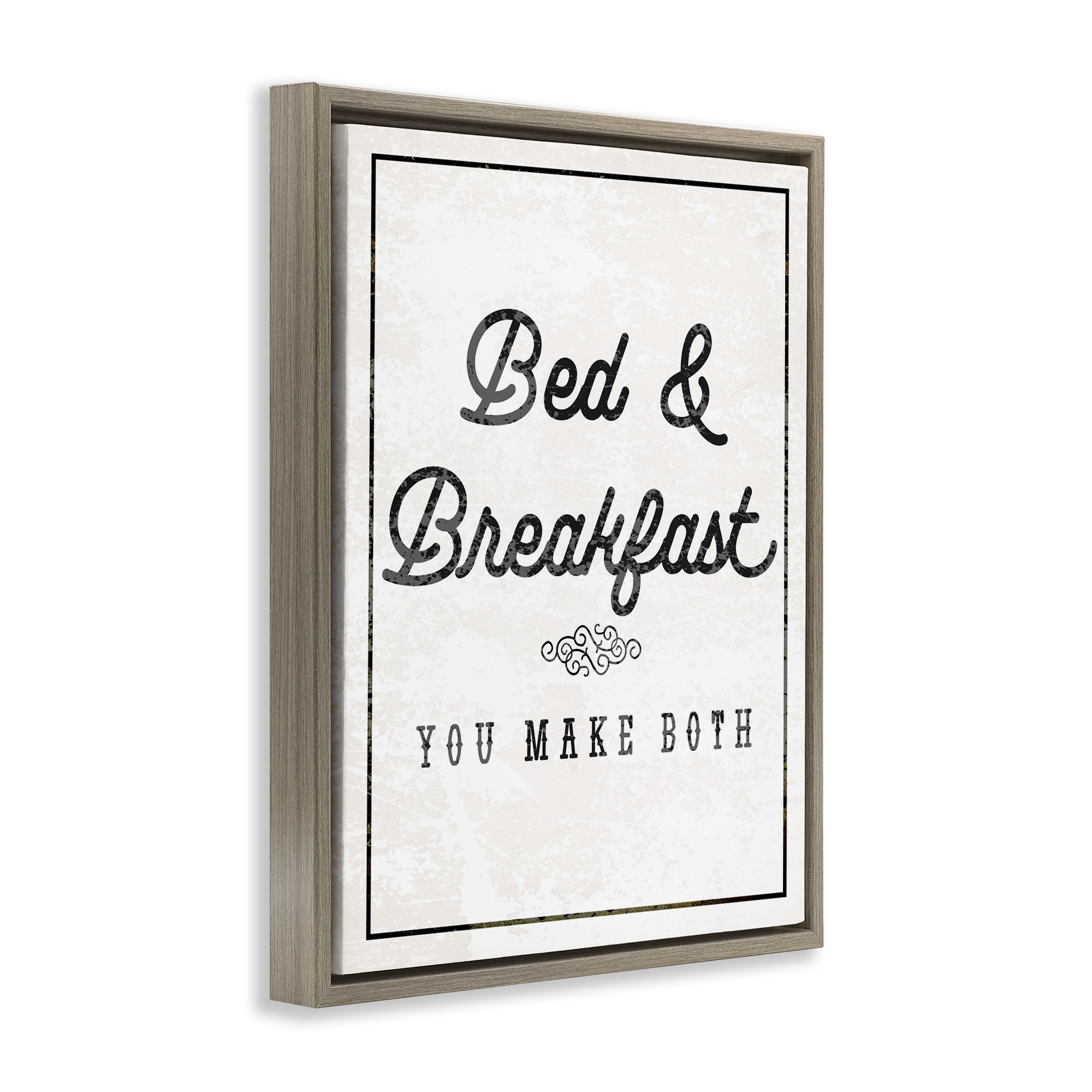 Stupell Industries Bed & Breakfast Humor Text & Numbers Painting Brown Floater Framed Canvas Art Print Wall Art, 25 x 31