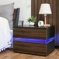 thumbnail image 4 of Hommpa 2 Drawers Nightstand RGB LED High Gloss Bedside Table for Bedroom Brown Black 24 x 15 x 18 Inch, 4 of 10