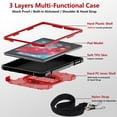 thumbnail image 2 of Shockproof Case for Apple iPad 6th 5th Generation, with Pencil Holder Military Grade Protection Rotating Stand Hand Strap Shoulder Strap Bumper Rugged Case for iPad 6th 5th Gen 9.7", Red, 2 of 8