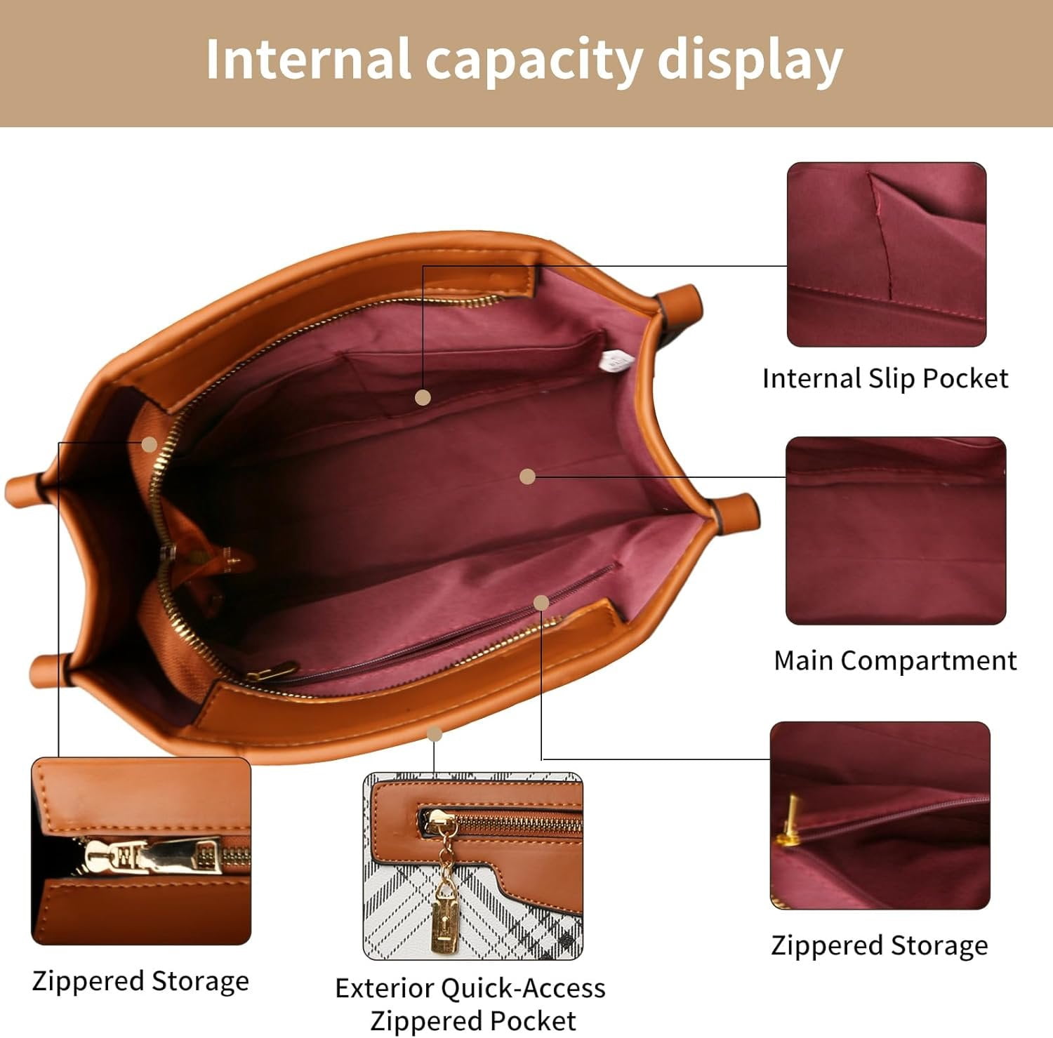 Purses and Handbags for Women, 3 count Women's Handbags Fashion PU Leather, Tote  Top Handle Satchel Purse Bags