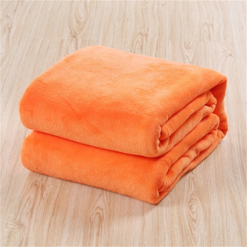 Lolmot Super Soft Warm Solid Warm Micro Plush Fleece Blanket Throw Rug Sofa Bedding Orange 100x140cm