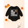 thumbnail image 2 of Wassery Baby Boys Halloween Clothes 6M 12M 18M 24M Infant Boys Casual Romper Tops Black Long Sleeve Letter Pumpkin Print Jumpsuit Sweatshirt Fall Outfits 0-24M, 2 of 7