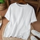 thumbnail image 1 of Ceisia Men's Breathable Cotton Linen T-shirt Short Sleeve Round Neck Loose Fit Casual All Season Tops White L Gifts, 1 of 4