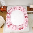 thumbnail image 5 of Homewish Cartoon Ribbon Bow Twin Sheet Sets,Cute Loves Cherry Twin Fitted Sheet,Pink Red Flat Sheet For Princess,Microfiber Bedroom Decor,3pcs, 5 of 7