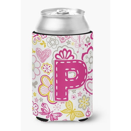 

Letter P Flowers and Butterflies Pink Can or Bottle Hugger