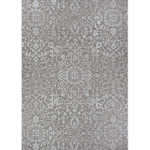 Couristan 23293125510092T 5 ft. 10 in. x 9 ft. 2 in. Monte Carlo Palmette Power Loomed Rectangle Area Rug - Mushroom & Ivory