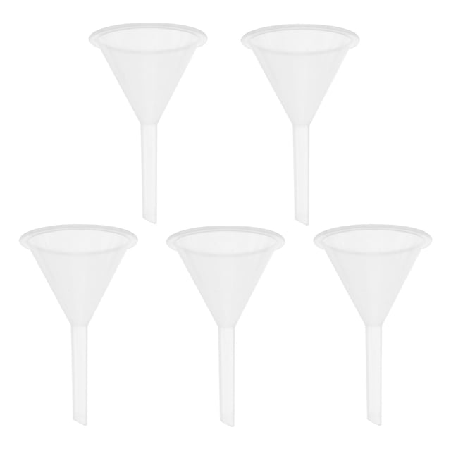CIMAXIC 5 Pcs 60ml Multipurpose Plastic Funnels Laboratory Clear White Plastic Filter Funnel,2.36"X2.56"X4.13"