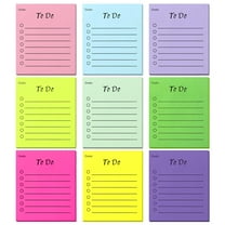 9 Pads 450 Sheets to Do List Sticky Notes, 3"x3.5" Bright Multi Colors Lined Notepad, Self-Adhesive Memo Post for Home Office Supplies