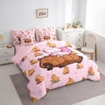 thumbnail image 2 of Erosebridal Pink Axolotl Brown Capybara 7-Piece Bedding Comforter Set For Kids,Cute Animals King Bedding Sets For Capybara Lovers ,Reversible Pink, 2 of 7