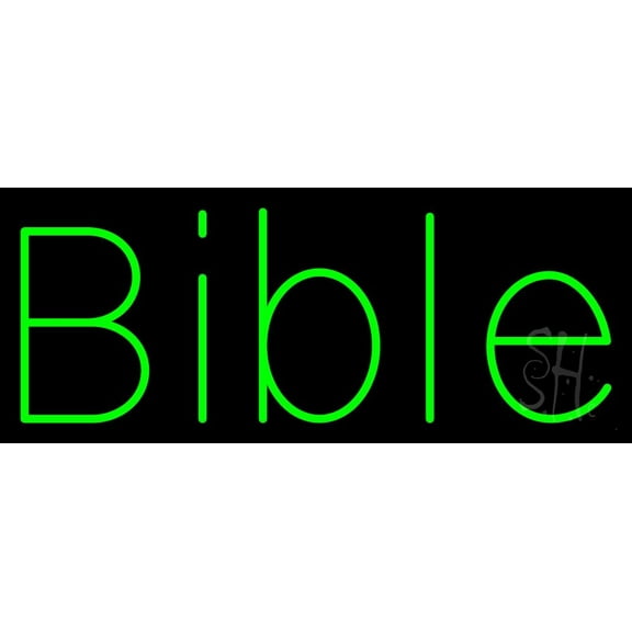 Green Bible LED Neon Sign 13" Tall x 32" Wide - inches Black Square Cut Acrylic Backing, with Dimmer - Premium built indoor Sign for Home décor, Event, Religious place, Store interior, Office.