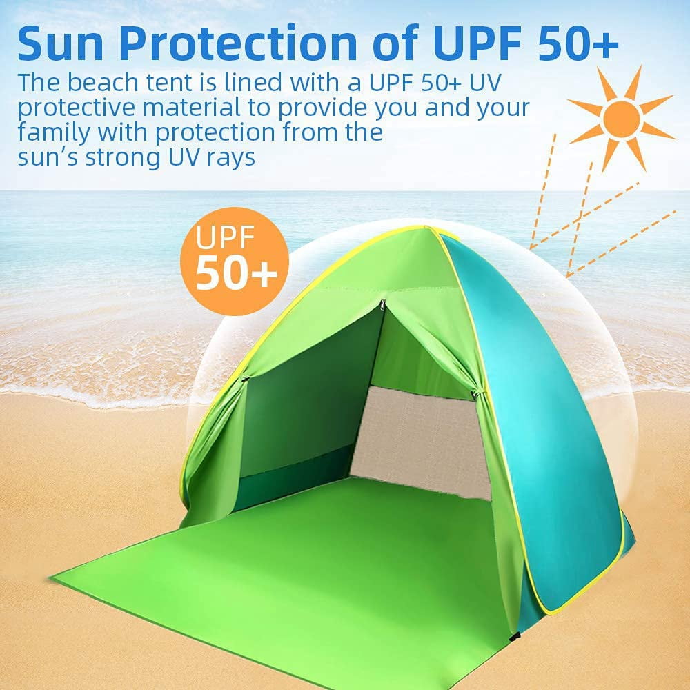 Tente Pop-up Plage 2-4 Personnes – Anti-UV, Légère, Avec Filet Moustiquaire