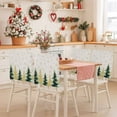 thumbnail image 2 of Christmas Tree Chair Covers Set of 6 Green Gold Trees Snowflakes Linen Texture Chair Back Covers Stretch Removable Washable Slipcovers Protector for Dining Room Kitchen Party Decor, 2 of 5