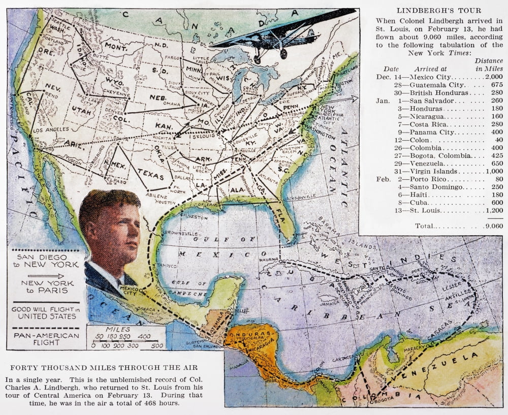Charles Lindbergh N(19021974) American Aviator A Map Of LindberghS