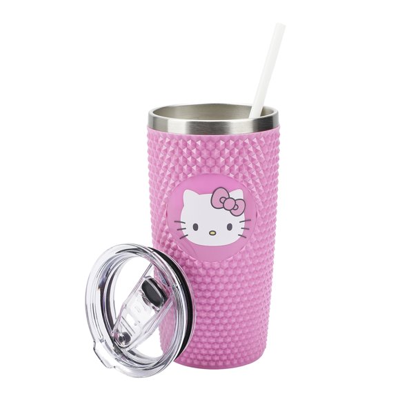 Hello Kitty Character Face Pink 20 Oz Stainless Steel Spiked Tumbler