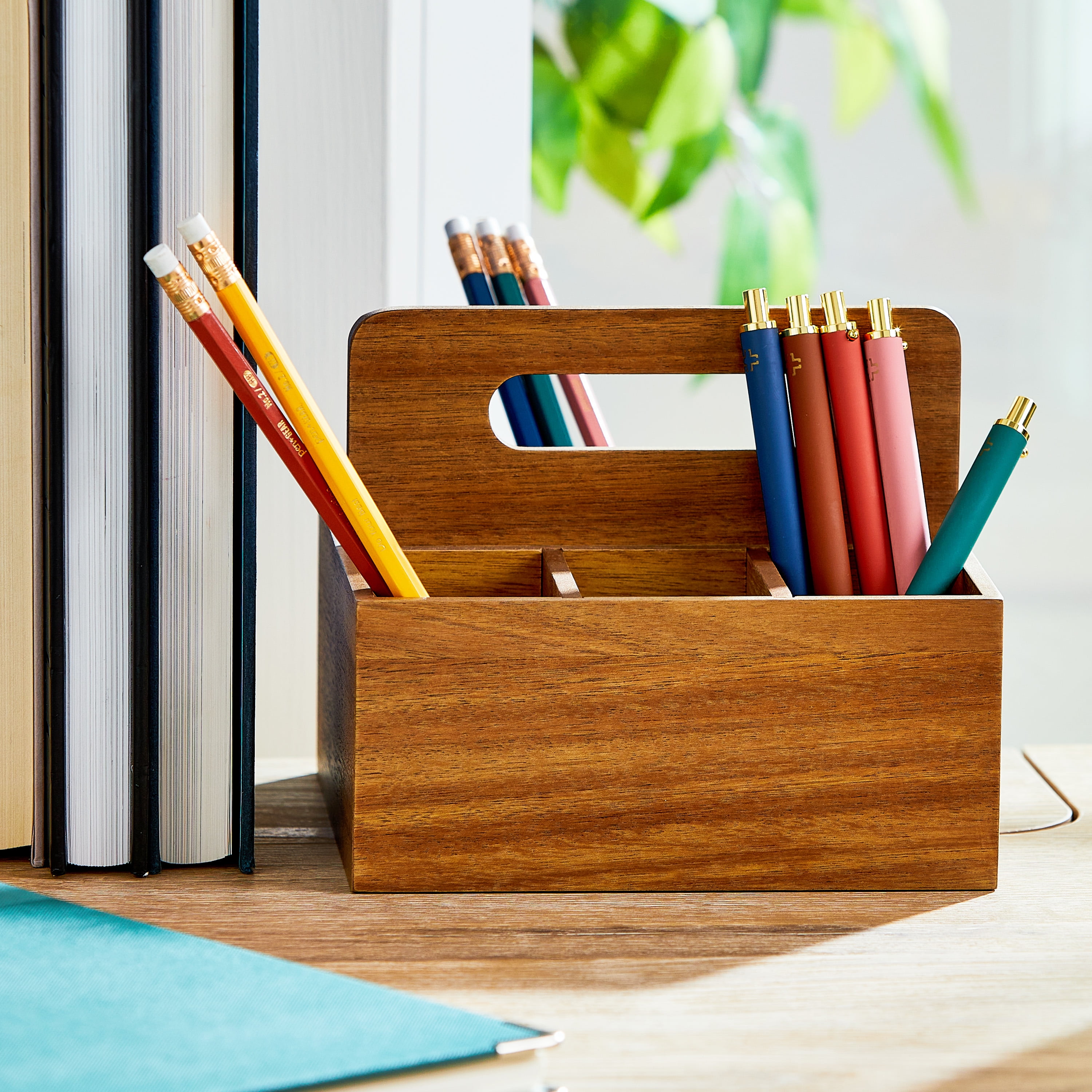 Pen+Gear Desktop Caddy, 6.6 in x 6.6 in x 5.1 in, 6 Compartments